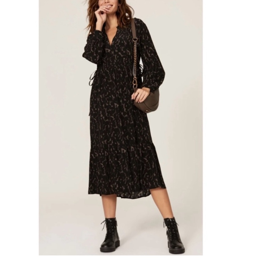 Rails Maple Diffused Black Cheetah Dress, Size Extra Small
